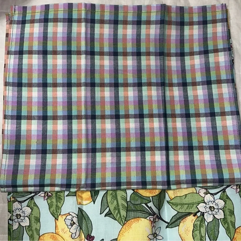 Vera Bradley Lemon Grove Blossoms Blue Yellow Set of 2 Cotton Kitchen Tea Towels